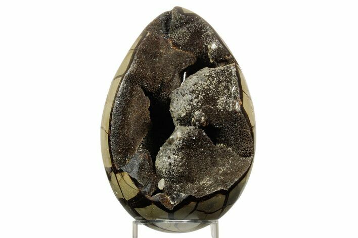 Septarian Dragon Egg Geode - Sparkly Black Crystals #364682